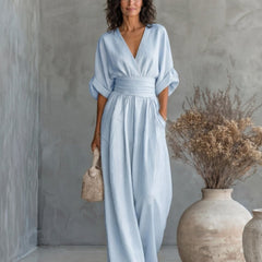 Daniela - Mono elegante de escote en V y pierna ancha - Isabel de Sevilla