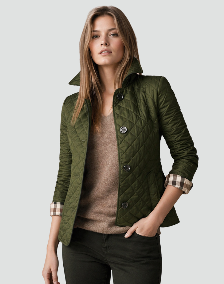 Presentación | Chaqueta Acolchada de Entretiempo con Cuello y Botones