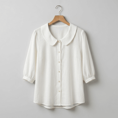 Alexia | Blusa elegante de algodón ligero con cuello redondeado - Isabel de Sevilla