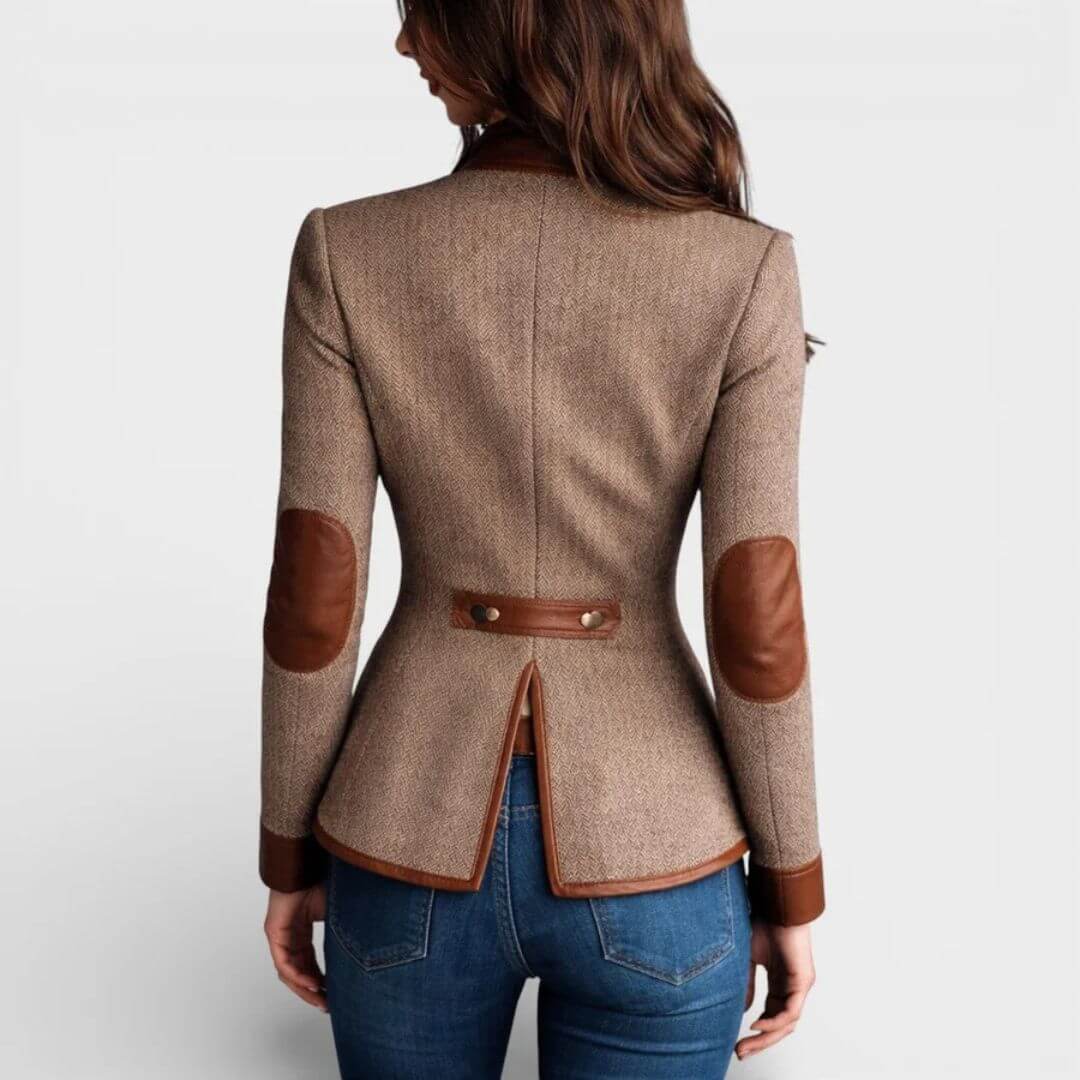 Marina | Chaqueta de Tweed con Ribete en Polipiel