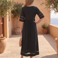 Cerelia | Vestido Midi con Detalles de Malla y Bolsillos - Isabel de Sevilla