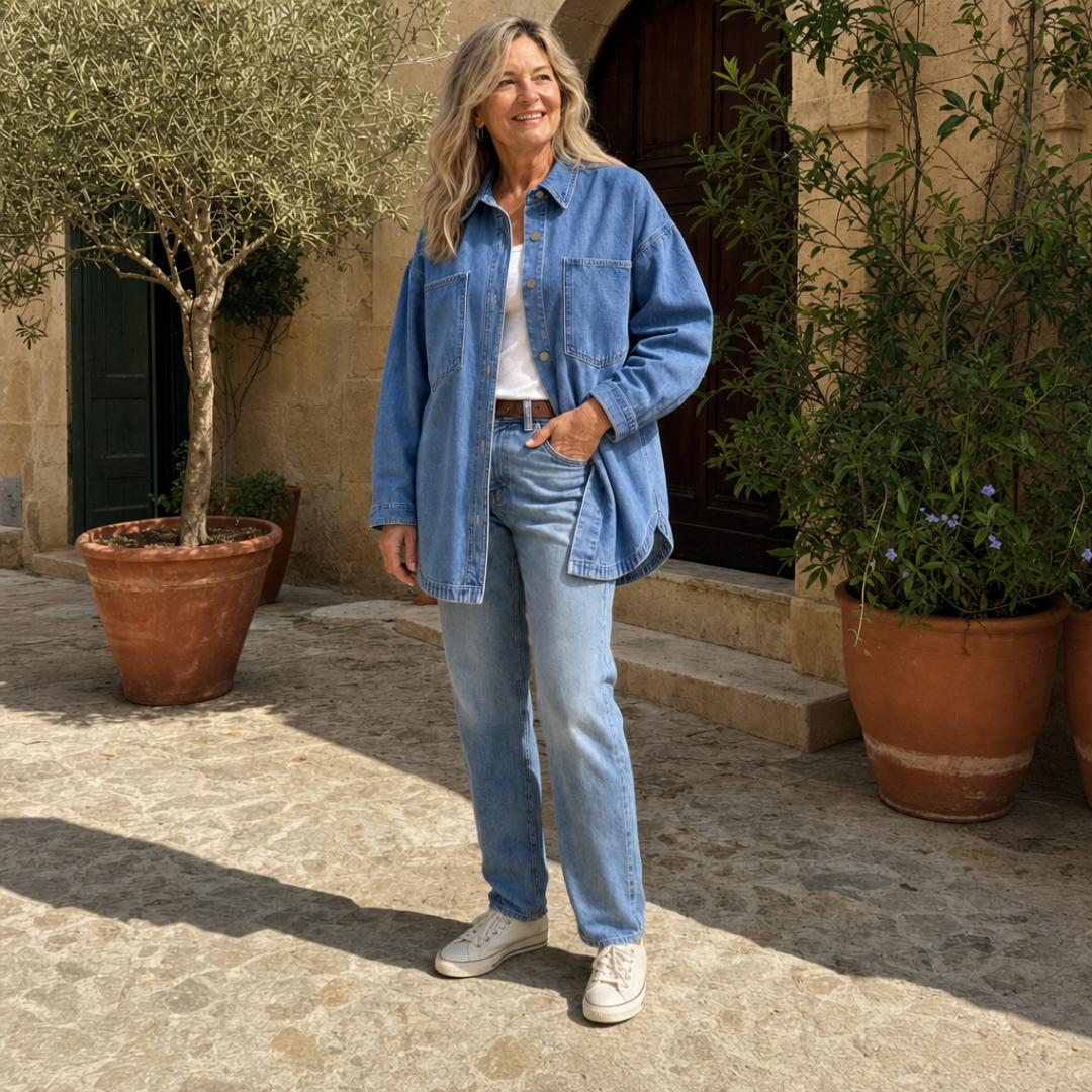 Celia | Chaqueta de mezclilla de gran tamaño con botones y mangas largas