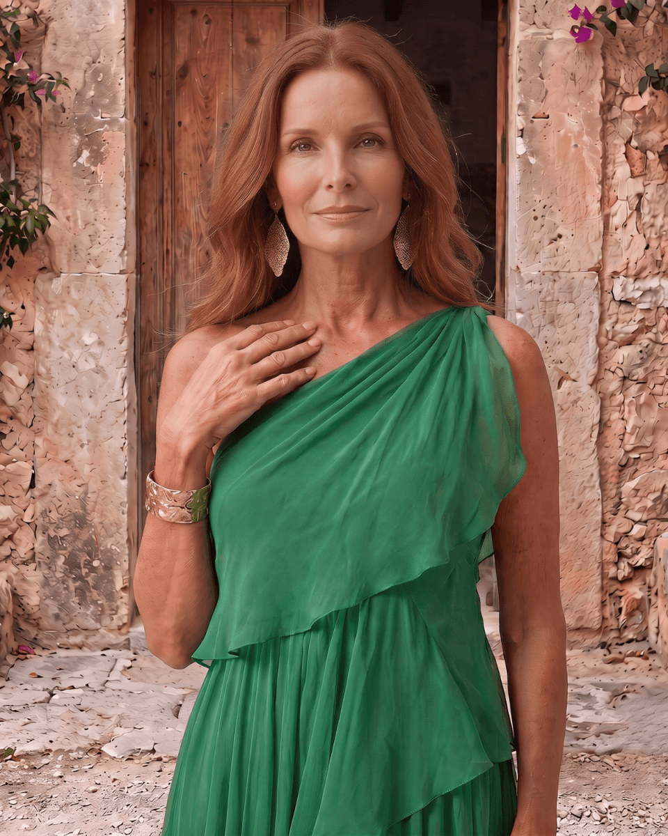 Lucía | Vestido Maxi de Gasa de Un Hombro - Isabel de Sevilla