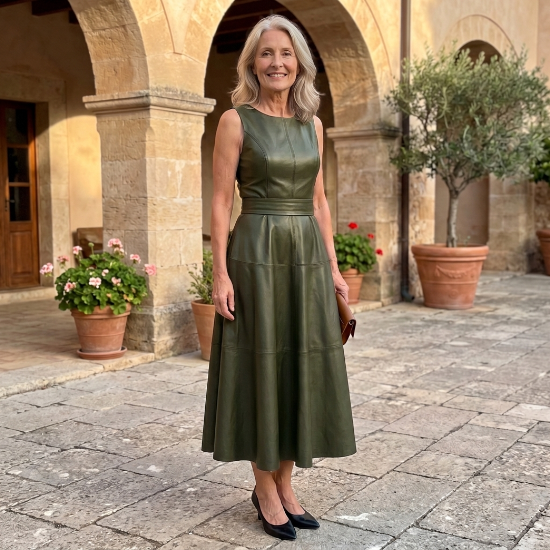Aurora | Vestido midi de línea A con cinturón
