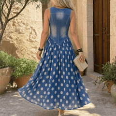Consuelo | Vestido midi de gasa con estampado de lunares - Isabel de Sevilla