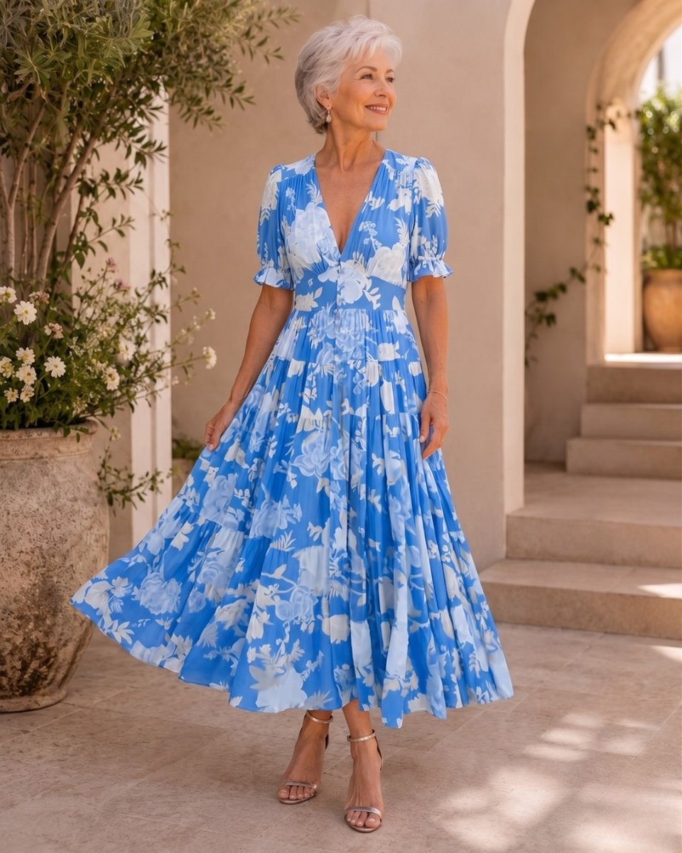 Manuela | Vestido Largo de Flores Favorecedor - Isabel de Sevilla