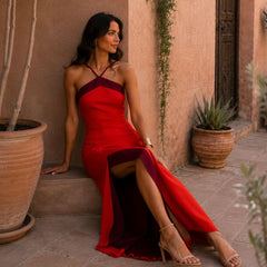 Sofía | Vestido Maxi Bicolor con Abertura - Isabel de Sevilla