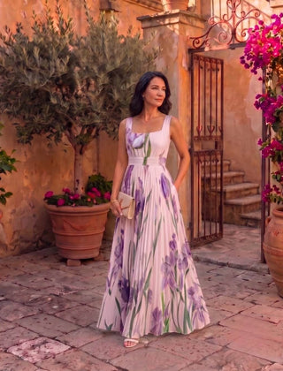 Inés | Vestido Maxi Plisado Floral - Isabel de Sevilla
