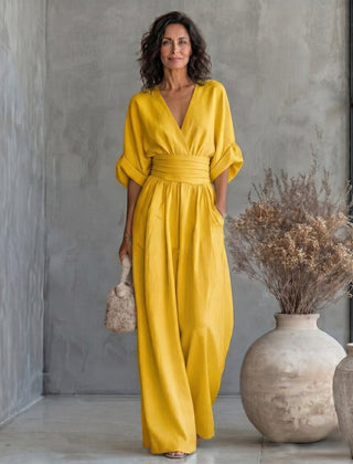 Daniela - Mono elegante de escote en V y pierna ancha - Isabel de Sevilla