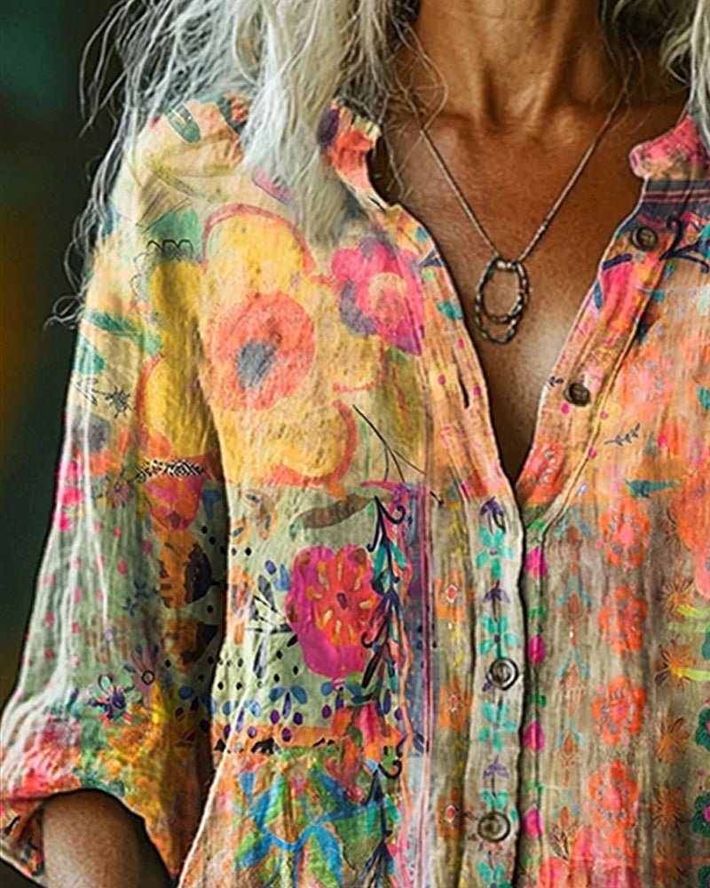 Alma | Camisa artística con estampado floral - Isabel de Sevilla