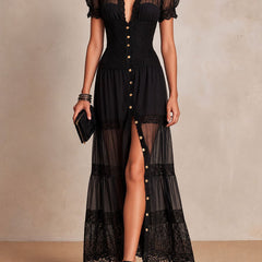 Victoria | Vestido Largo de Encaje Vaporoso - Isabel de Sevilla