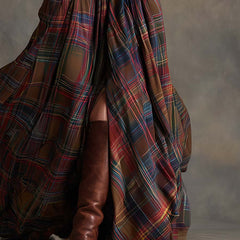 Giulia | Vestido Largo de Cuadros Étnico Retro - Isabel de Sevilla