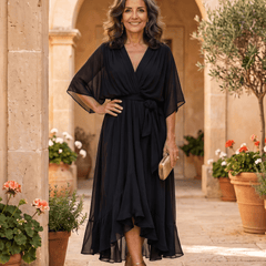 Mónica | Vestido Midi Elegante con Escote en V - Isabel de Sevilla