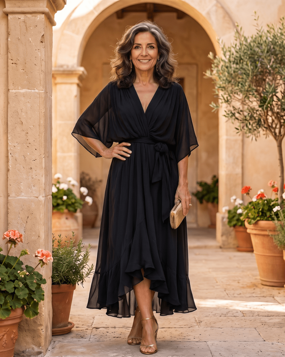 Mónica | Vestido Midi Elegante con Escote en V - Isabel de Sevilla