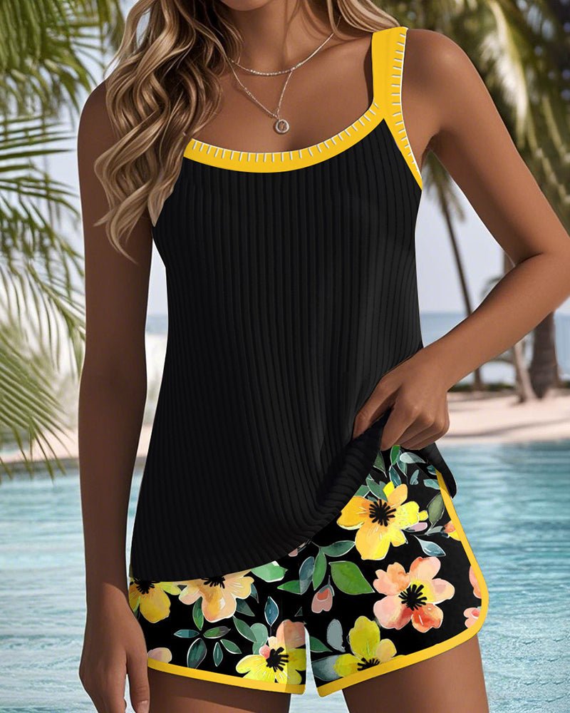 Valeria | Tankini Elegante con Short Floral - Isabel de Sevilla