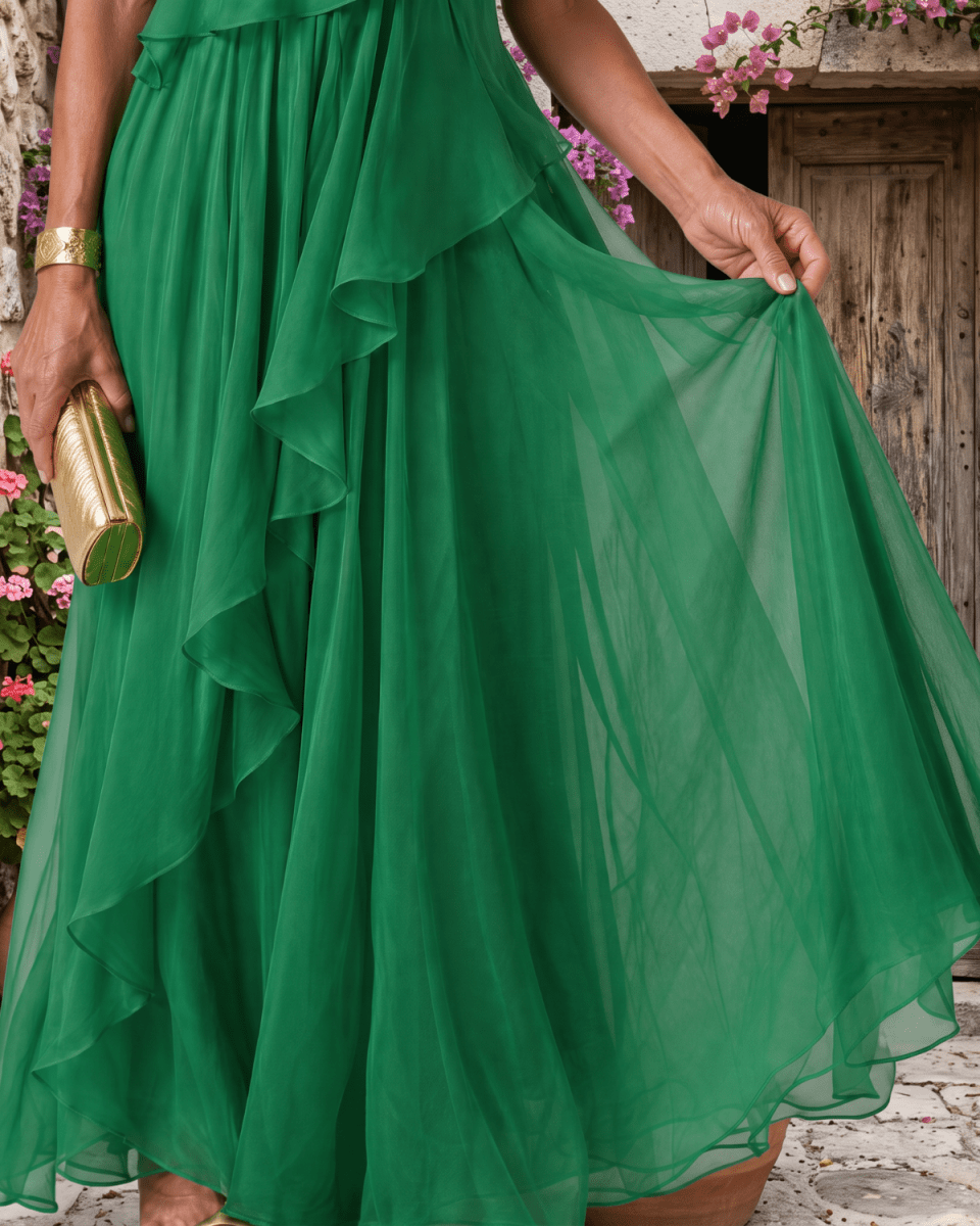 Lucía | Vestido Maxi de Gasa de Un Hombro - Isabel de Sevilla