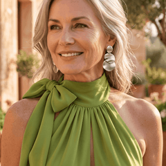 Alessandra | Vestido Halter Asimétrico de Gasa - Isabel de Sevilla