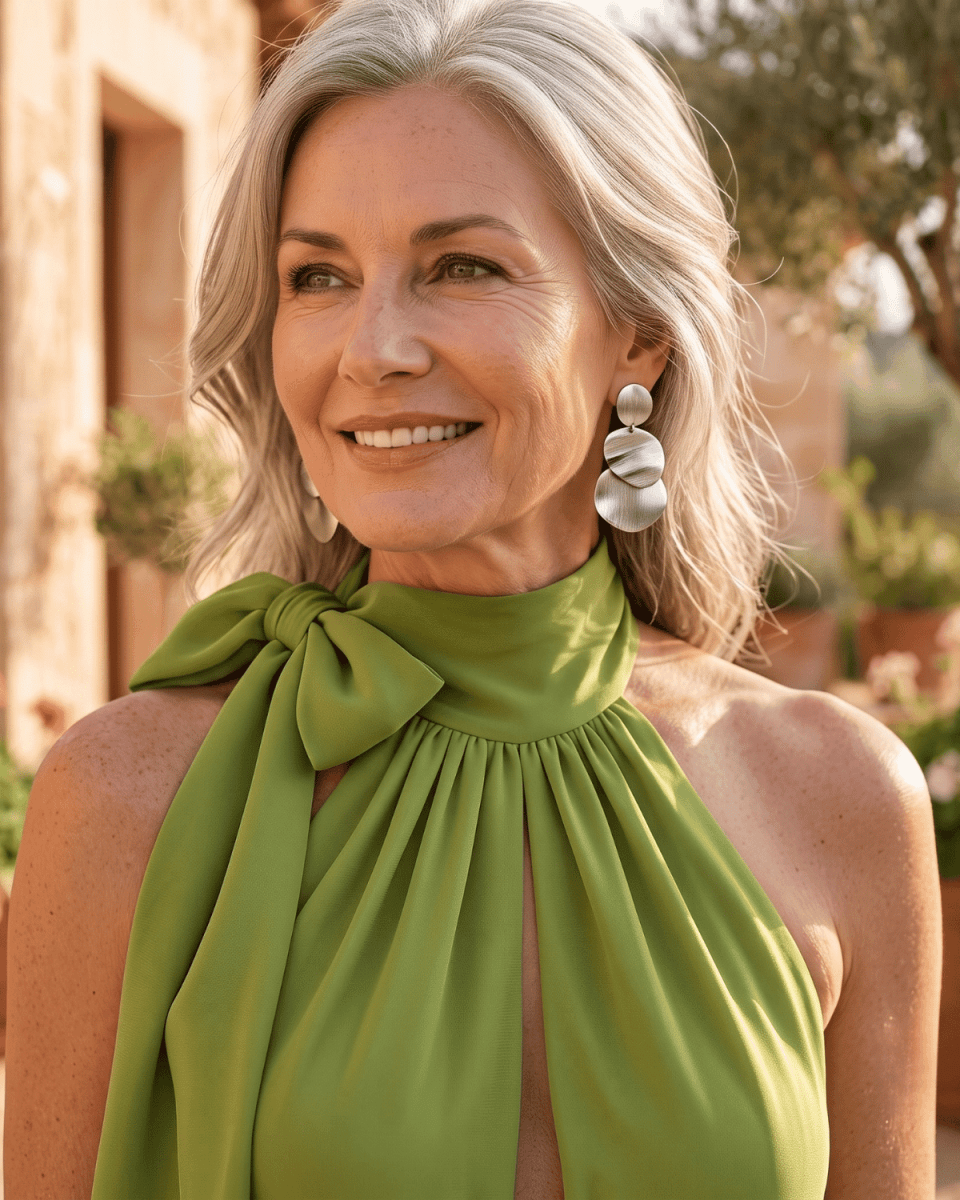 Alessandra | Vestido Halter Asimétrico de Gasa - Isabel de Sevilla