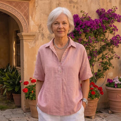 Gabriela | Blusa Lisa de Lino y Manga Corta - Isabel de Sevilla