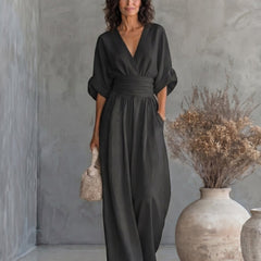 Daniela - Mono elegante de escote en V y pierna ancha - Isabel de Sevilla
