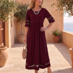 Cerelia | Vestido Midi con Detalles de Malla y Bolsillos - Isabel de Sevilla
