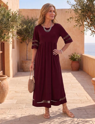 Cerelia | Vestido Midi con Detalles de Malla y Bolsillos - Isabel de Sevilla