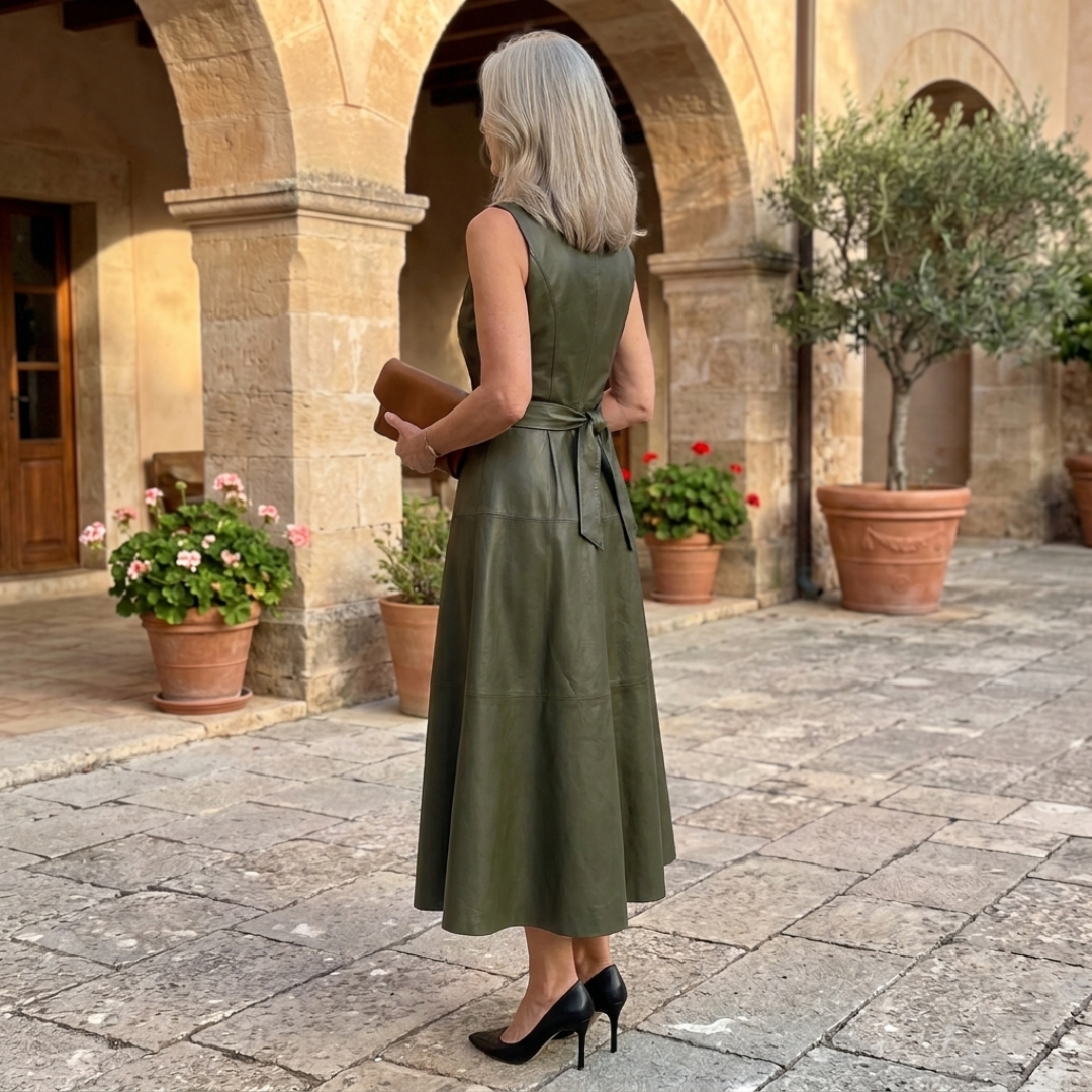 Aurora | Vestido midi de línea A con cinturón