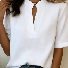Bárbara | Blusa elegante con cuello en V y detalles dorados. - Isabel de Sevilla