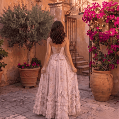 Valentina | Vestido Maxi de Gasa con Corsé Floral - Isabel de Sevilla