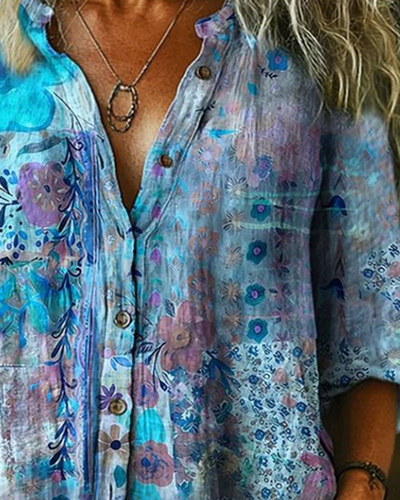 Alma | Camisa artística con estampado floral - Isabel de Sevilla