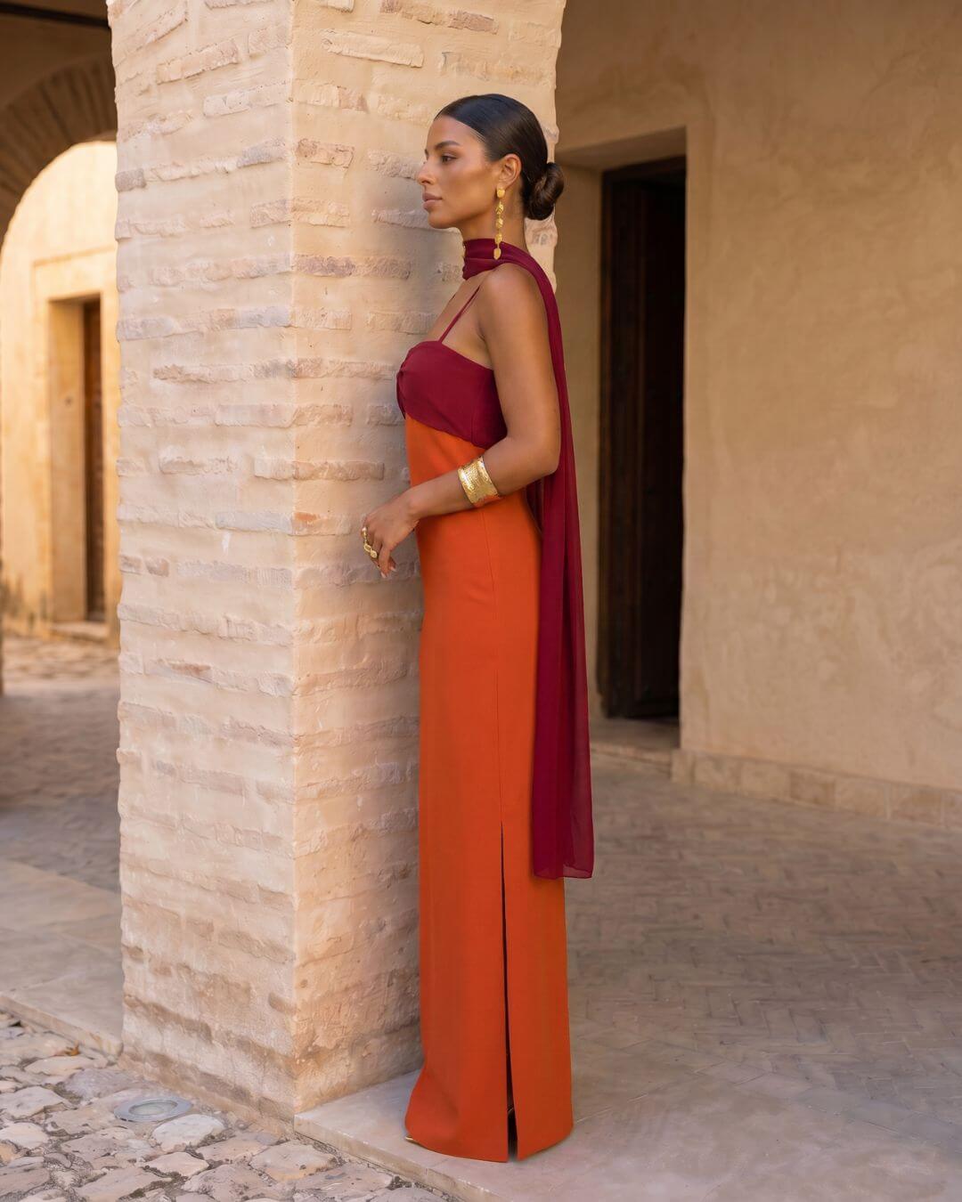 Carla | Vestido Maxi Largo con Fular - Isabel de Sevilla