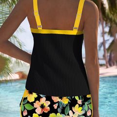 Valeria | Tankini Elegante con Short Floral - Isabel de Sevilla