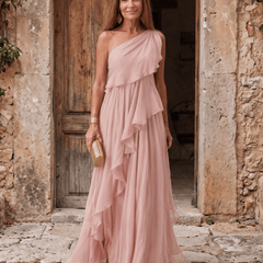 Lucía | Vestido Maxi de Gasa de Un Hombro - Isabel de Sevilla