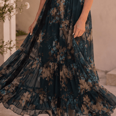 Andrea | Vestido Maxi Floral Bohemio con Escote en V y Encaje - Isabel de Sevilla