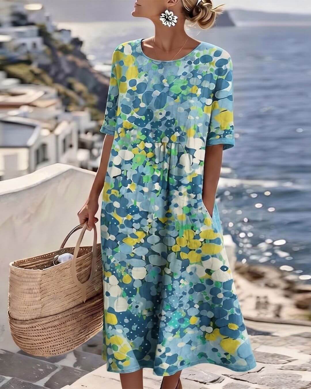 Elena | Vestido midi floral suelto y ligero - Isabel de Sevilla