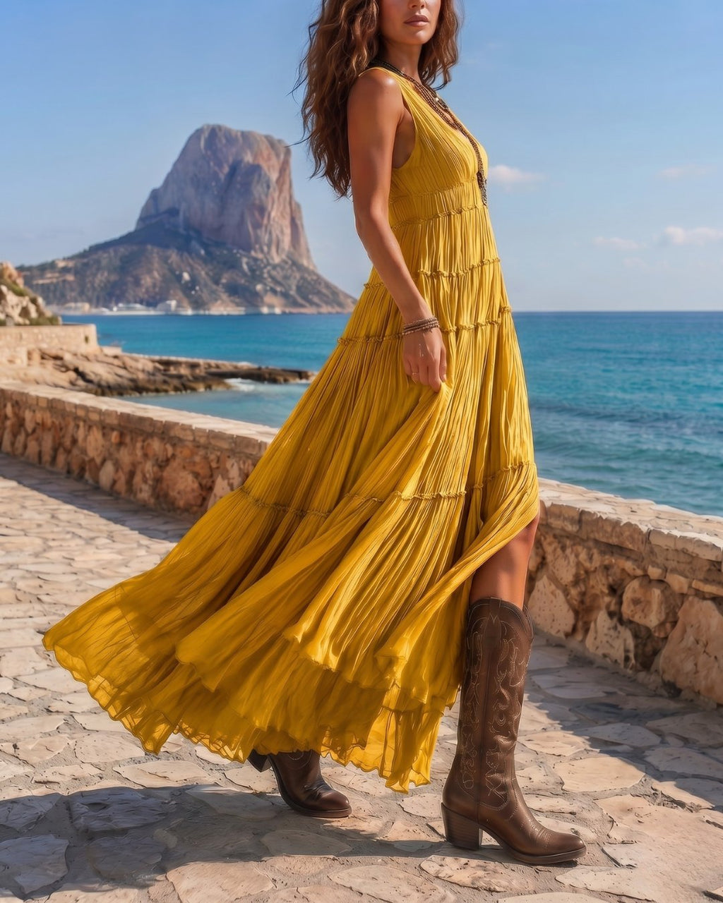 Sofía | Vestido maxi plisado