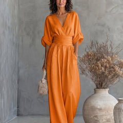 Daniela - Mono elegante de escote en V y pierna ancha - Isabel de Sevilla