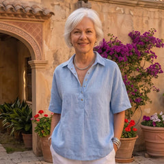 Gabriela | Blusa Lisa de Lino y Manga Corta - Isabel de Sevilla