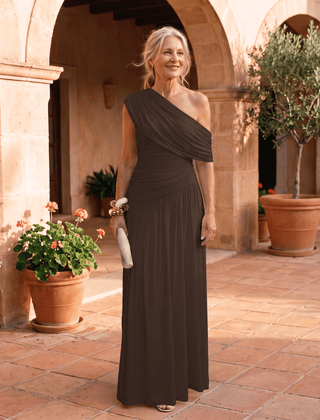 Gloria | Vestido plisado asimétrico de color sólido - Isabel de Sevilla