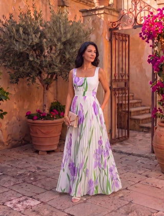 Inés | Vestido Maxi Plisado Floral - Isabel de Sevilla