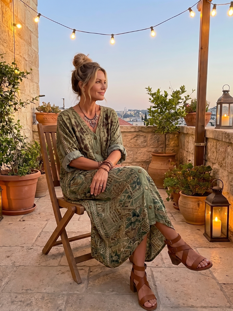 Nuria | Vestido Midi Oversize con Botones y Bolsillos