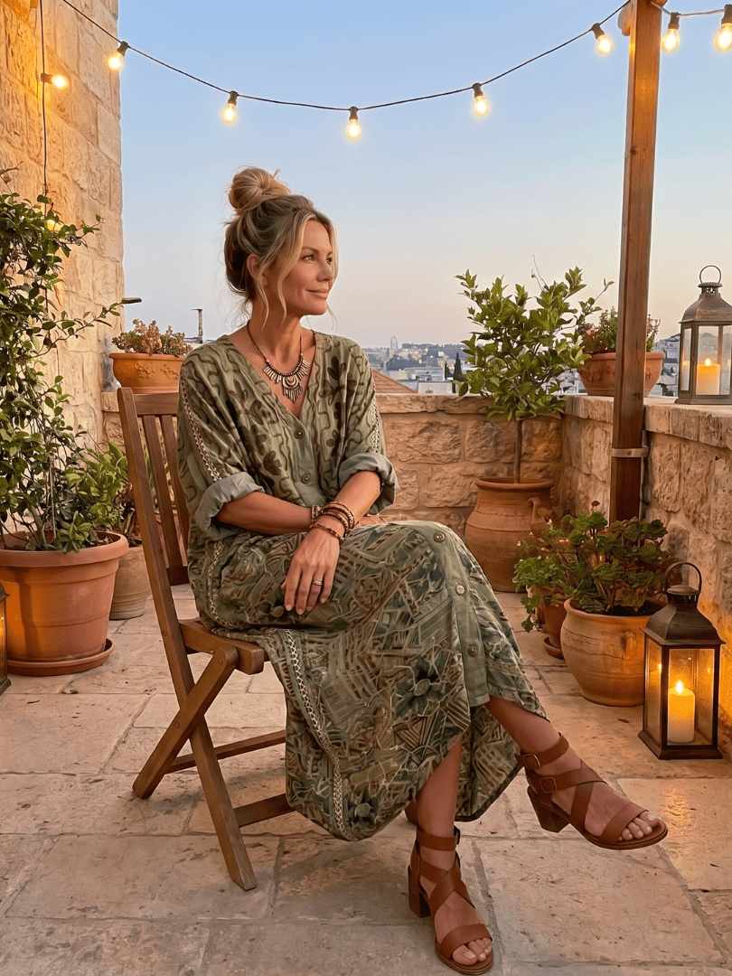 Nuria | Vestido Midi Oversize con Botones y Bolsillos