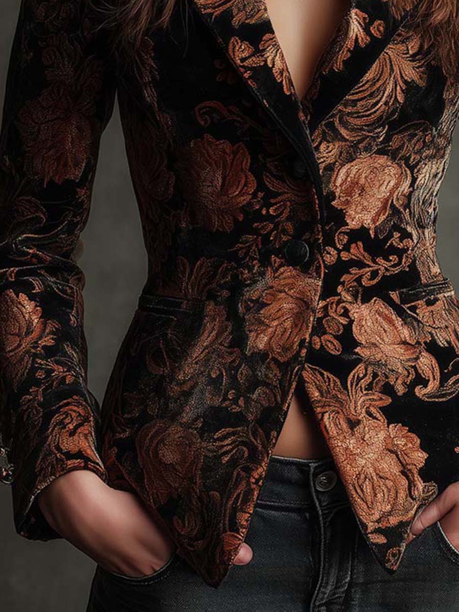 Yvette | Blazer Ajustado con Estampado Floral