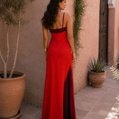Sofía | Vestido Maxi Bicolor con Abertura - Isabel de Sevilla