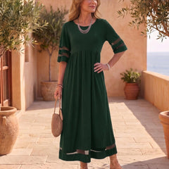 Cerelia | Vestido Midi con Detalles de Malla y Bolsillos - Isabel de Sevilla
