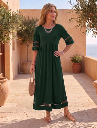 Cerelia | Vestido Midi con Detalles de Malla y Bolsillos - Isabel de Sevilla