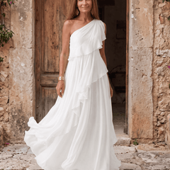 Lucía | Vestido Maxi de Gasa de Un Hombro - Isabel de Sevilla