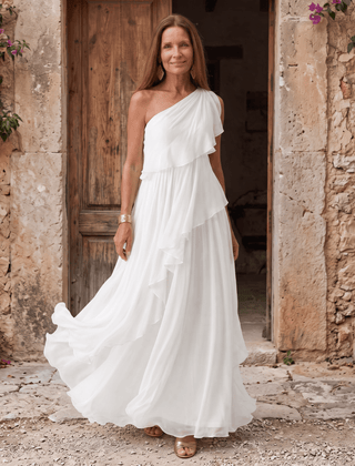 Lucía | Vestido Maxi de Gasa de Un Hombro - Isabel de Sevilla