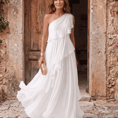 Lucía | Vestido Maxi de Gasa de Un Hombro - Isabel de Sevilla