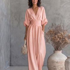 Daniela - Mono elegante de escote en V y pierna ancha - Isabel de Sevilla